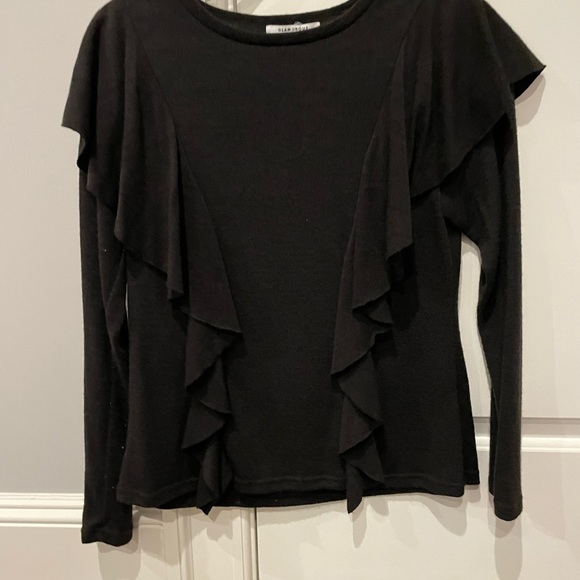 Elevate the every day with this black lightweight, ruffle sweater. - Picture 2 of 11